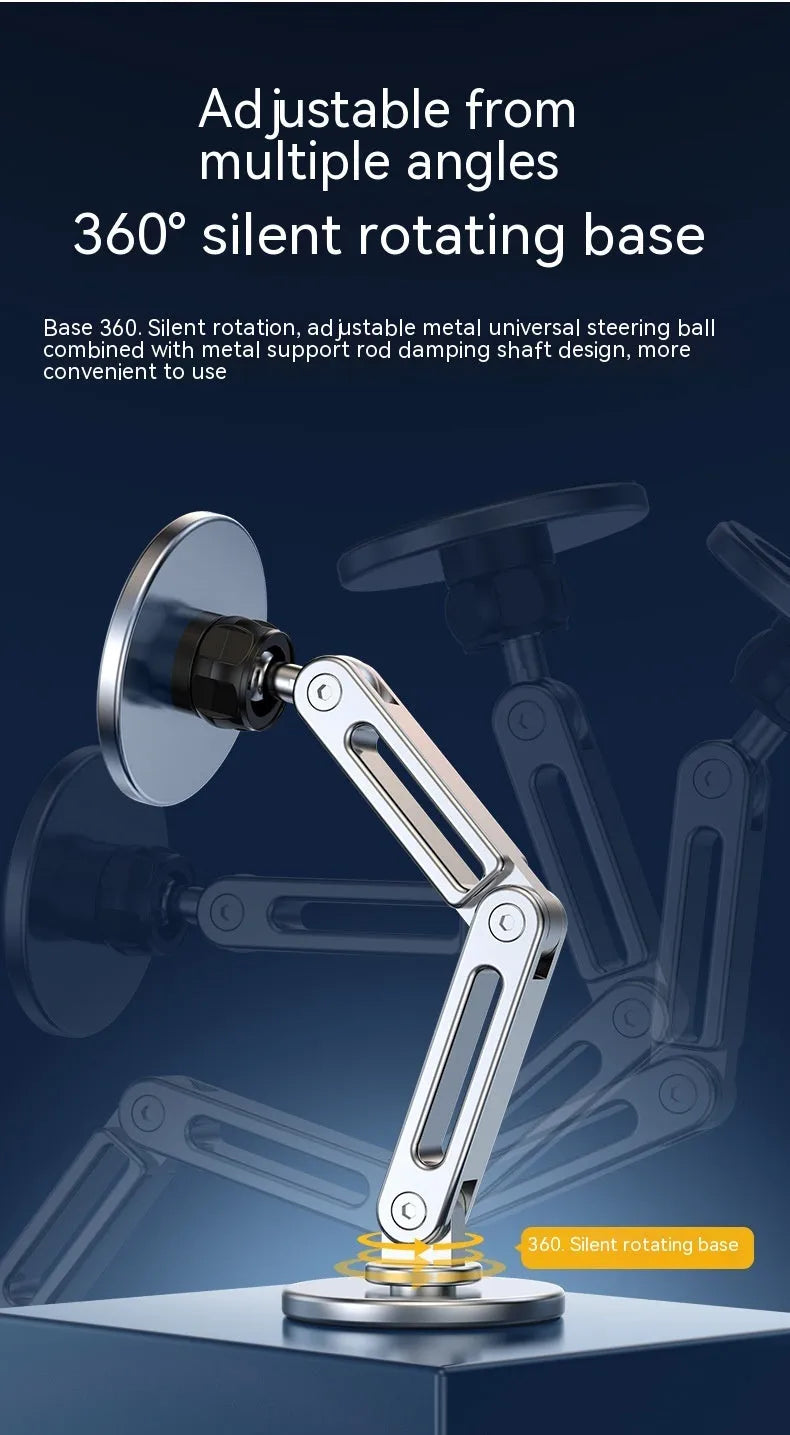 Magnetic car phone holder in moonlight silver or noble black, aluminium alloy, 360-degree rotating, 60x72x72mm
