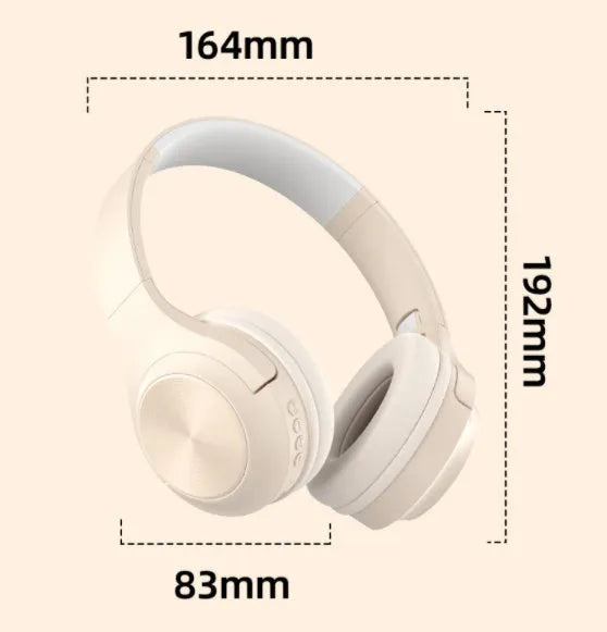 Wireless Bluetooth headset with creative design in ivory white colour, showing head-mounted wearing style