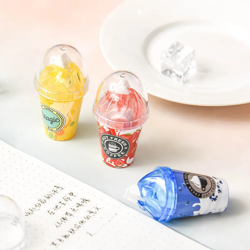 Ice cream shape correction tape, plastic shell, 2 x 7cm, 6 metre length, blue red yellow