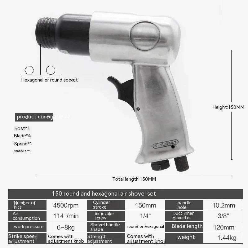 150 size air hammer tool with hexagonal and round handle options for workshop use