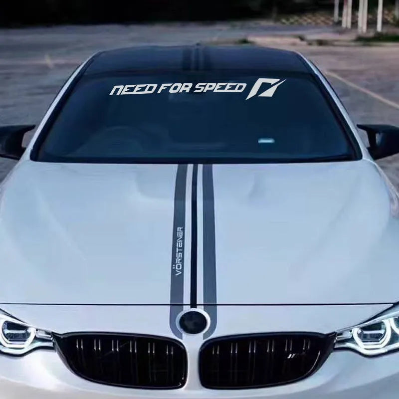Need for Speed branded car window decal sticker shown in rose red and white colour options.