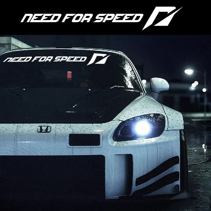 Need for Speed branded car window decal sticker shown in rose red and white colour options.
