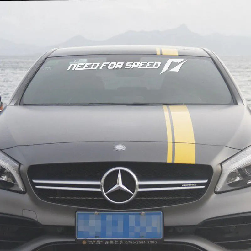 Need for Speed branded car window decal sticker shown in rose red and white colour options.