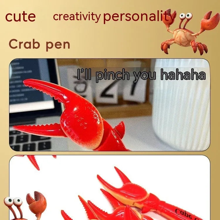 Crab-shaped clip ballpoint pen with pressing mechanism on a white background