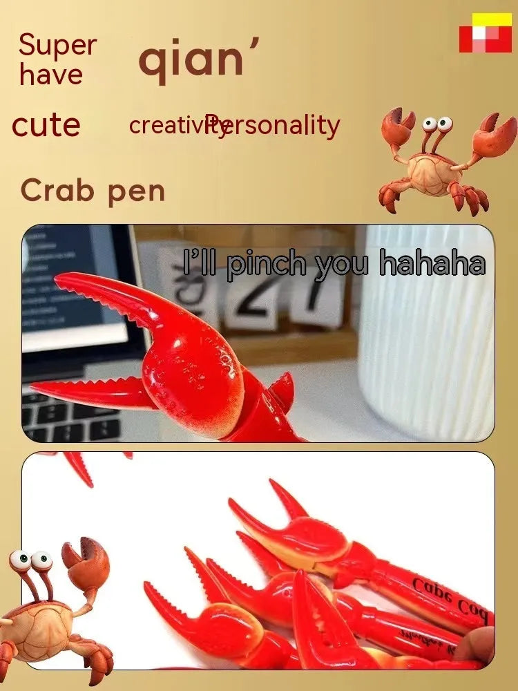 Crab-shaped clip ballpoint pen with pressing mechanism on a white background