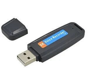 Black and white creative USB flash drive with voice card function showing compact plastic design.
