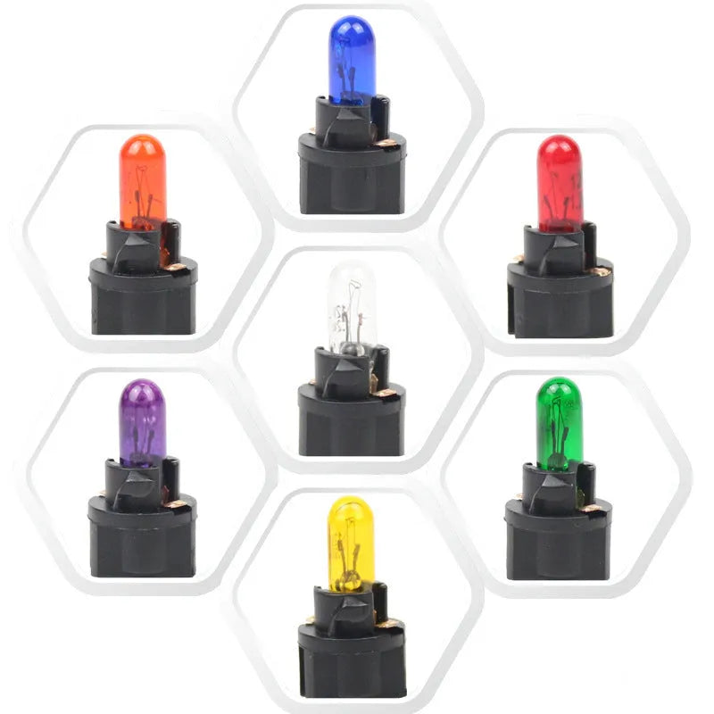 T5 12 volt 1.2 watt car dashboard indicator light bulb in six colours