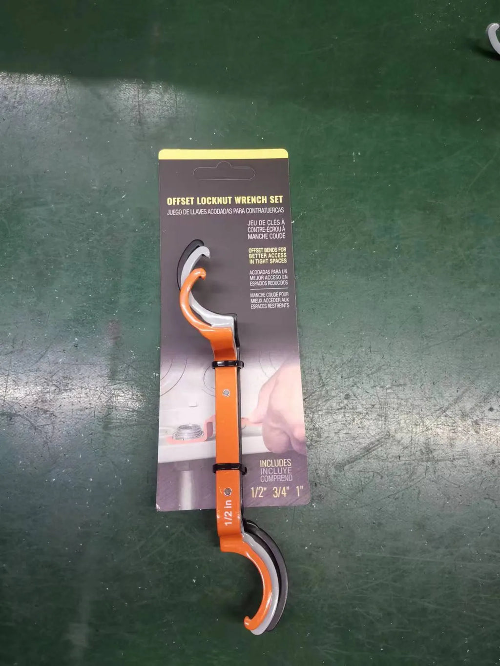 Crescent magnetic suction wrench catheter locking wrench kit three-piece set with orange, grey, and black wrenches