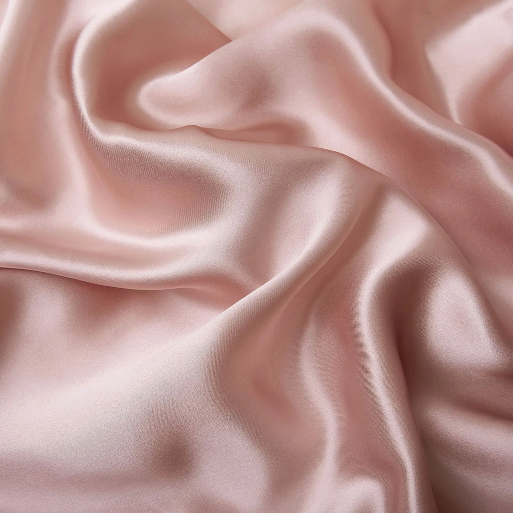 Single silk pillowcase in Bean Paste Purple colour, showing smooth mulberry silk texture and 48 x 74 cm size.