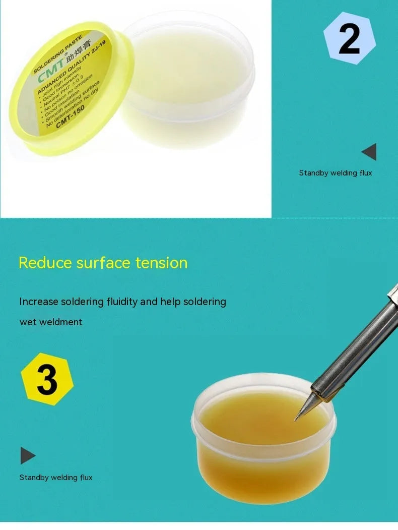 CMT series soldering flux paste in 50g or 85g formats for electric soldering irons