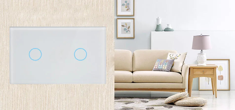 US-RF-02 touch light switch with tempered glass panel and RF remote control features