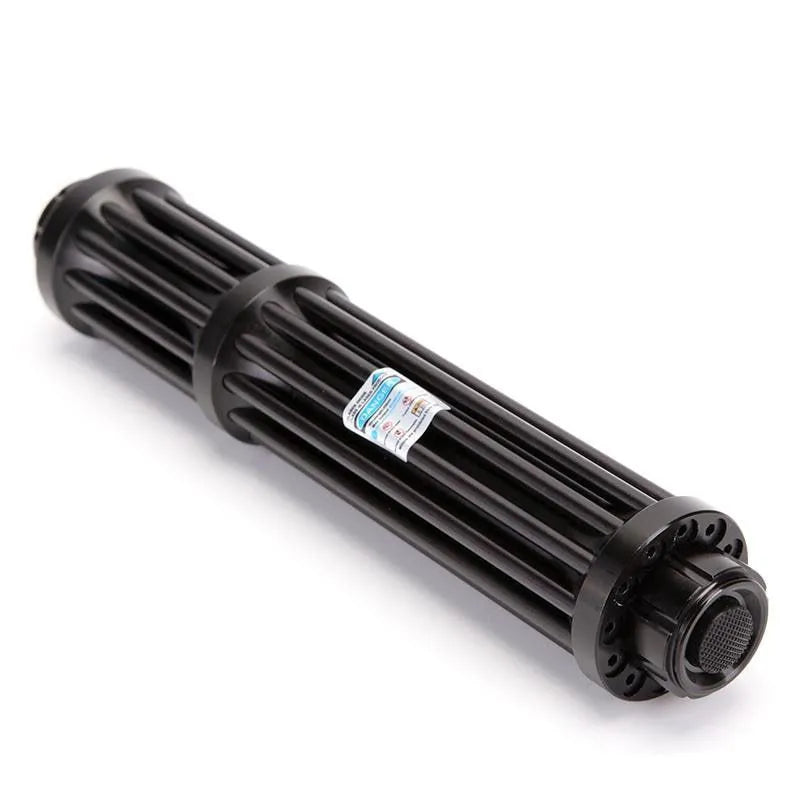 Black aluminium tactical flashlight with laser indicator and tail switch, 23mm diameter