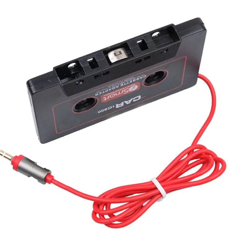 Black MP4/MP3 audio cassette converter with 3.5mm jack plug for car stereo playback