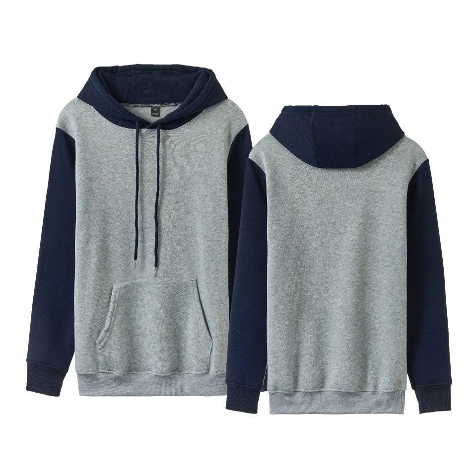 Loose fit fleece-lined hoodie with stitching details in two-tone black and white colour