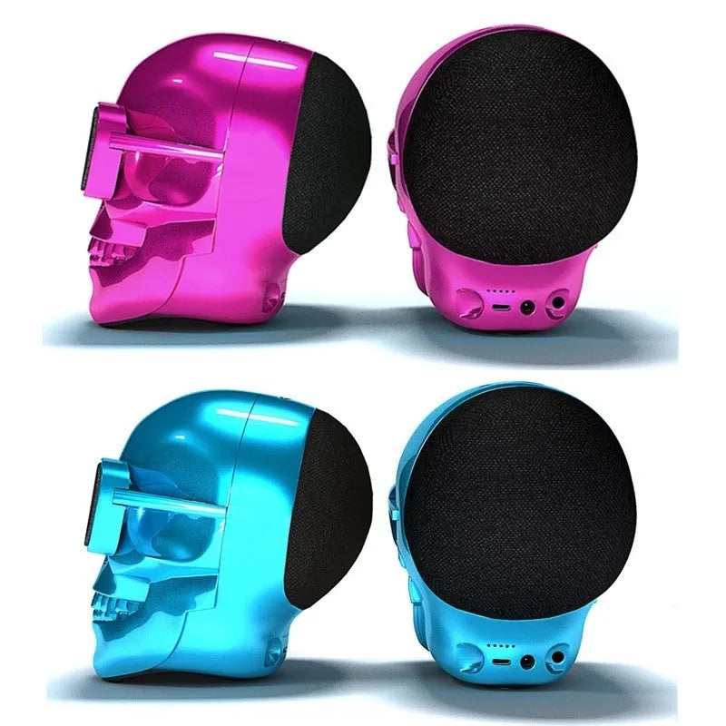 Skull Wireless Bluetooth Speaker in black, blue, gold, matte black, rose, or silver with compact design