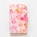 Blue PVC and PP business card holder book with protective shell showing insert pockets and smile logo.
