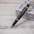 Short metal rotating ballpoint pen with black ink, measuring 112mm length