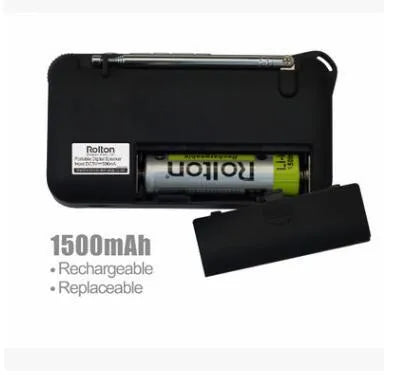 Rolton W405 portable FM radio and MP3 travel speaker in blue with LED display and strap