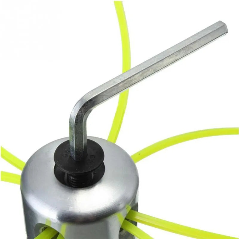 Luzhu aluminium lawn mower grass trimmer head replacement kit with four light yellow square ropes and wrench