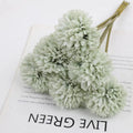 Set of six 30cm tall silk dandelion artificial flowers in white, blue, green, purple, champagne, and pink.