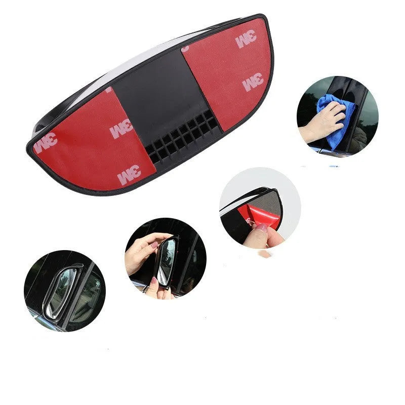 Universal wide-angle car mirror with 126mm width, ABS+ construction, black and white colour options