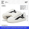 Women's low-top lace-up board shoes in synthetic leather with a vulcanised rubber sole.
