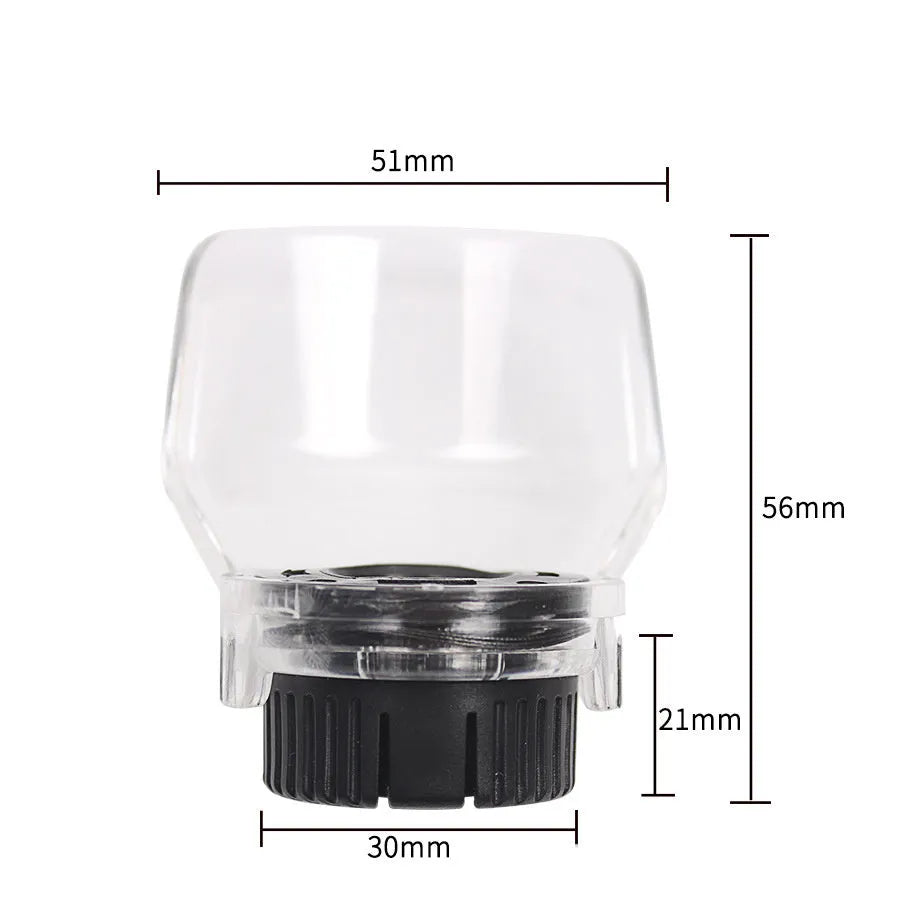 Transparent plastic horn cover for Delta grinders with 17.5-19mm thread port, weighing 22 grams