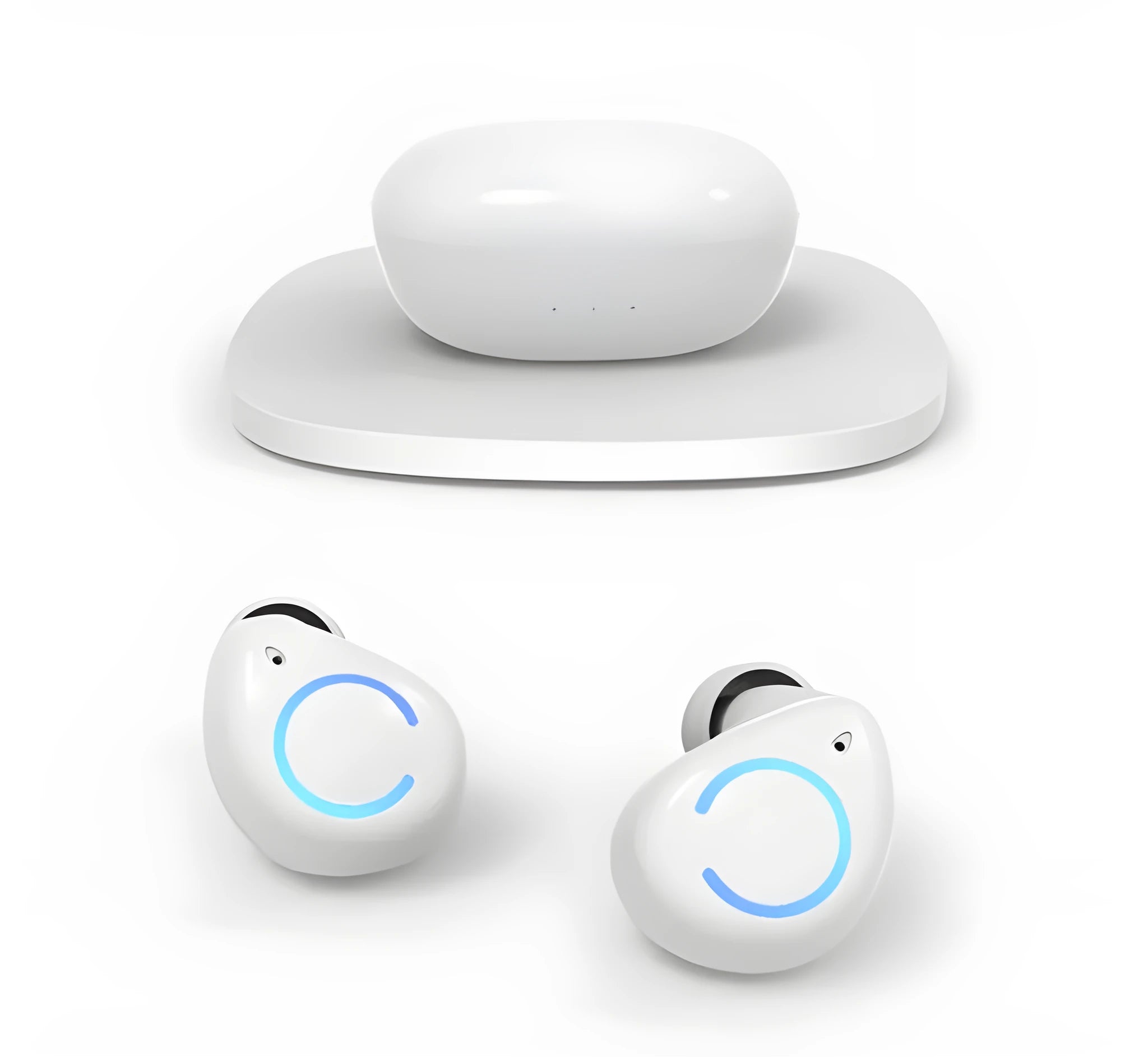 M18 true wireless stereo earphones in black or white with compact charging case