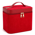 Corduroy cosmetic storage box with 35cm dimensions and polyester cotton lining in solid colour options