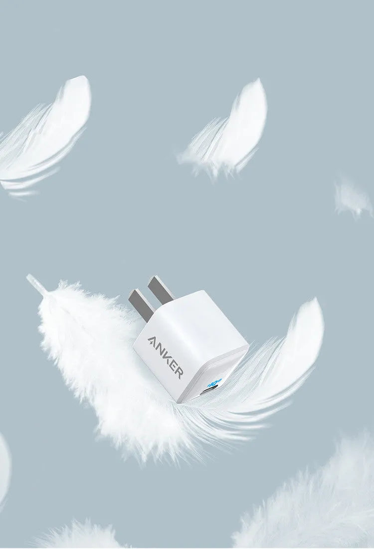 White 18W fast charge mobile phone charger with USB port for travel