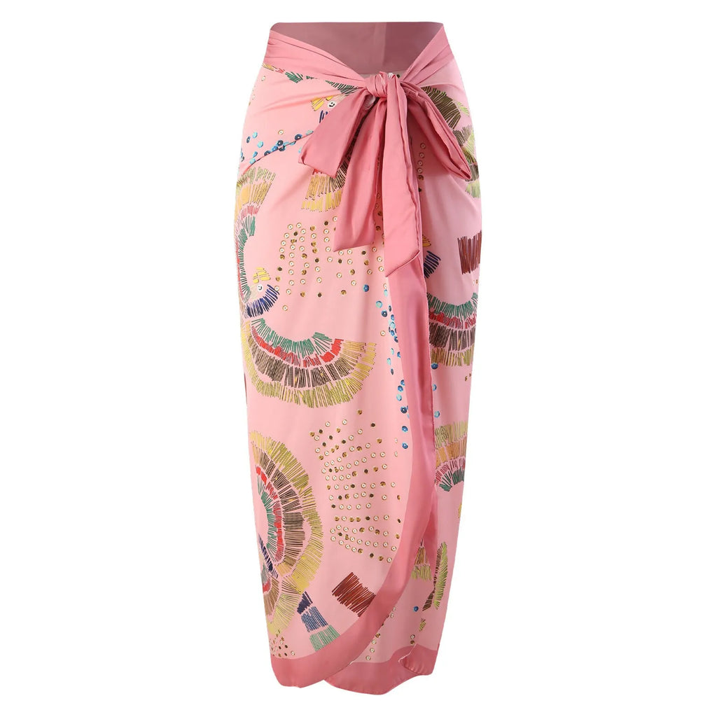 Retro French style one-piece swimsuit with optional matching gauze skirt in blue or pink colour options