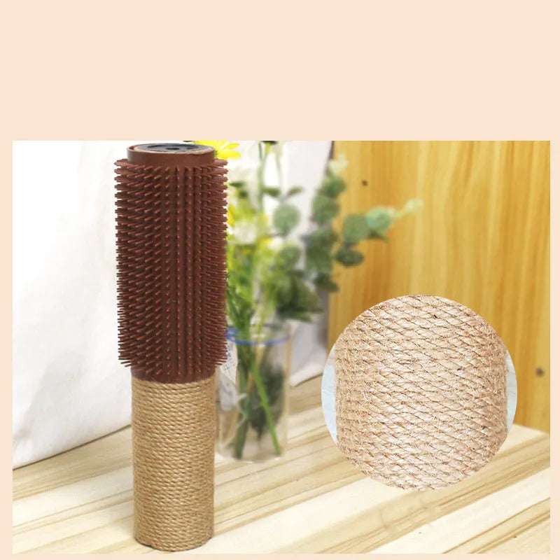 Brown sisal scratching post for cats showing 30cm height and 5.8cm diameter natural fibre column