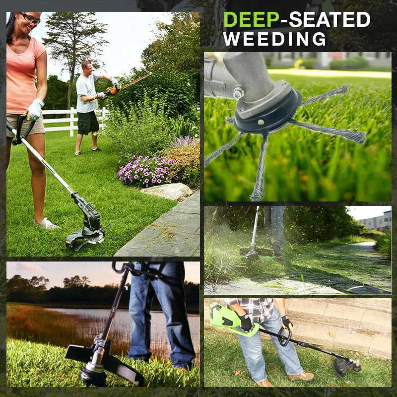Stainless steel strimmer brush accessories for electric wire mowers with 150mm diameter brush head