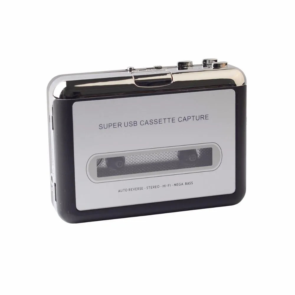Cassette to MP3 converter with USB cable and headphones for digitising tape collections