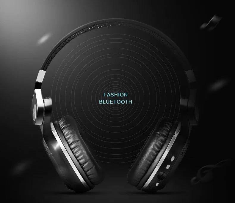 Bluetooth headset with card plug-in mechanism folded for storage in black colour