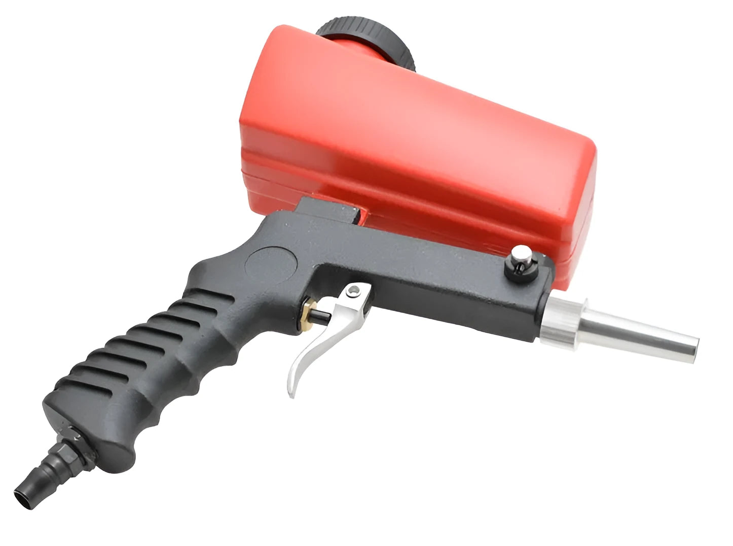 Portable gravity-fed pneumatic sandblasting gun with 6.5mm nozzle in black or blue colour