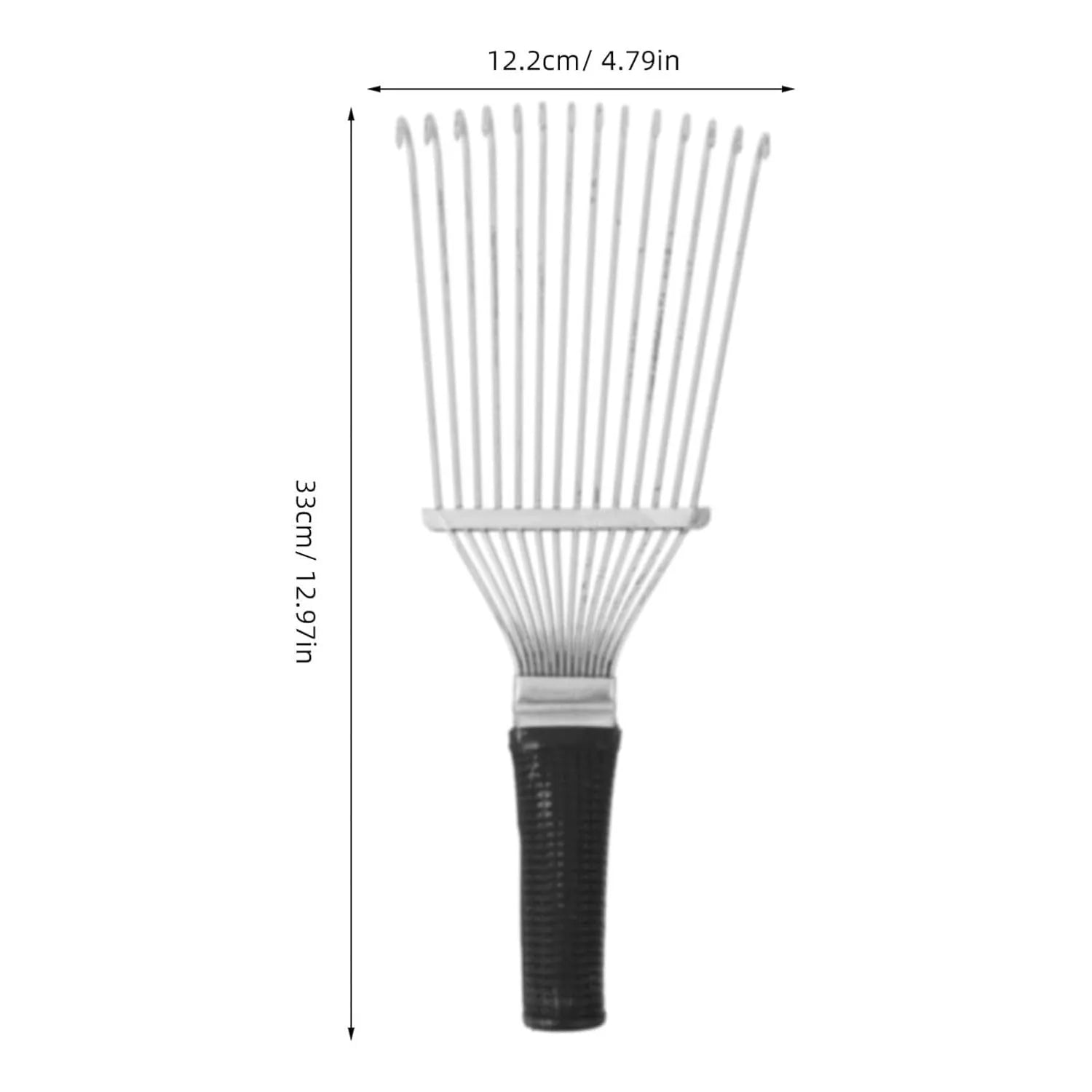 Stainless steel dematting brush for pet and livestock grooming, 33cm long with smooth comb teeth