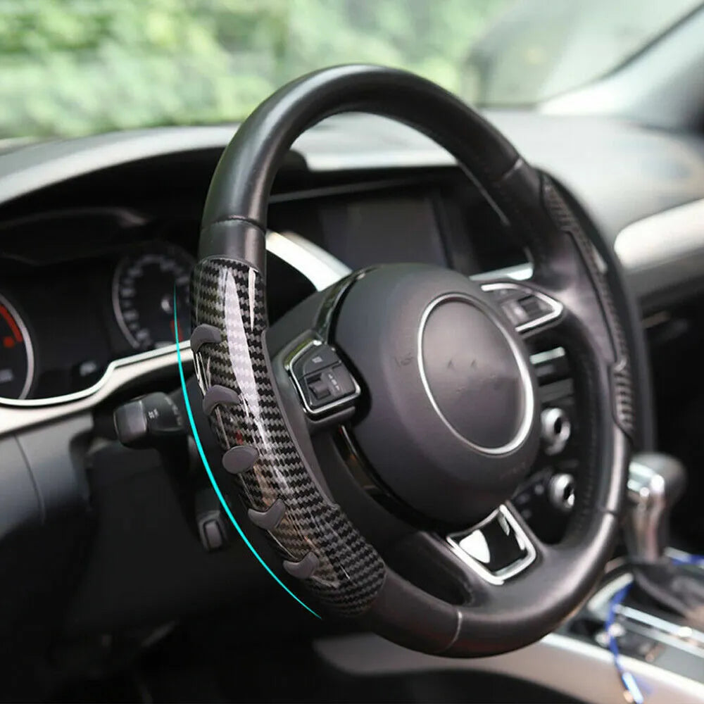 Steering wheel anti-skid sleeve in carbon fibre black with 38cm diameter for car models