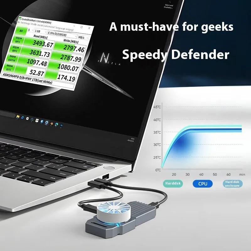 USB4 hard disk box for NVMe M.2 solid state drives with aluminium alloy construction