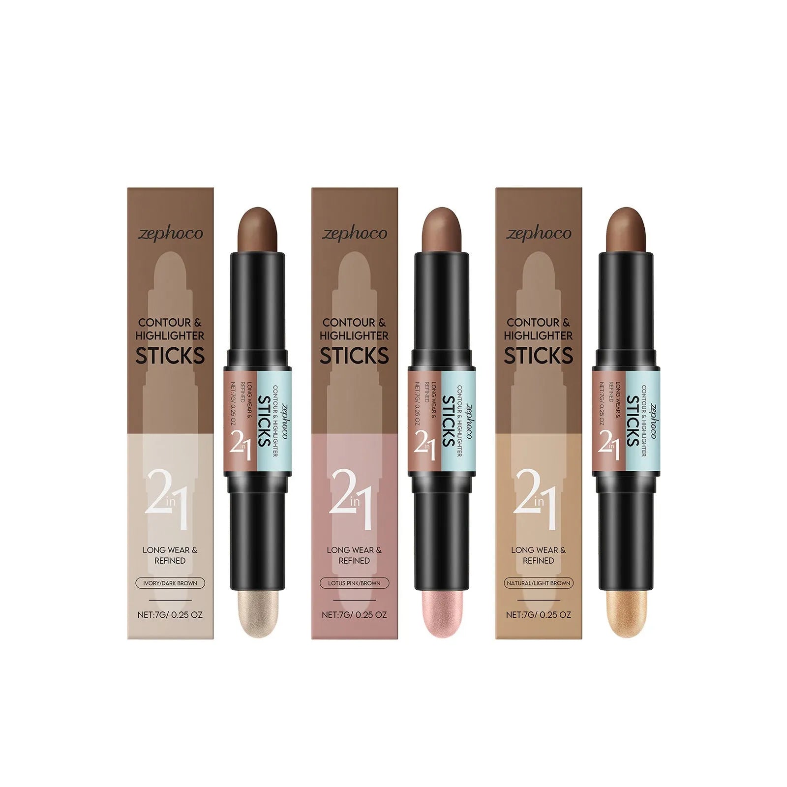 Dual-ended eyebrow highlighter and brow repair pencil in natural brown shades