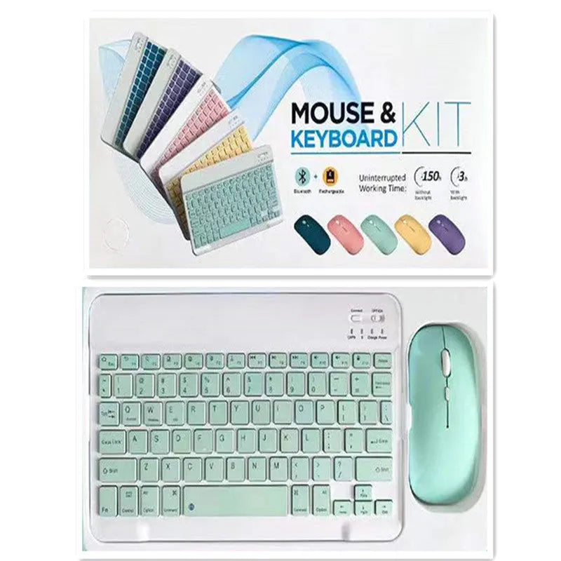 10-inch Bluetooth keyboard and mouse set in black colour with USB linker and battery