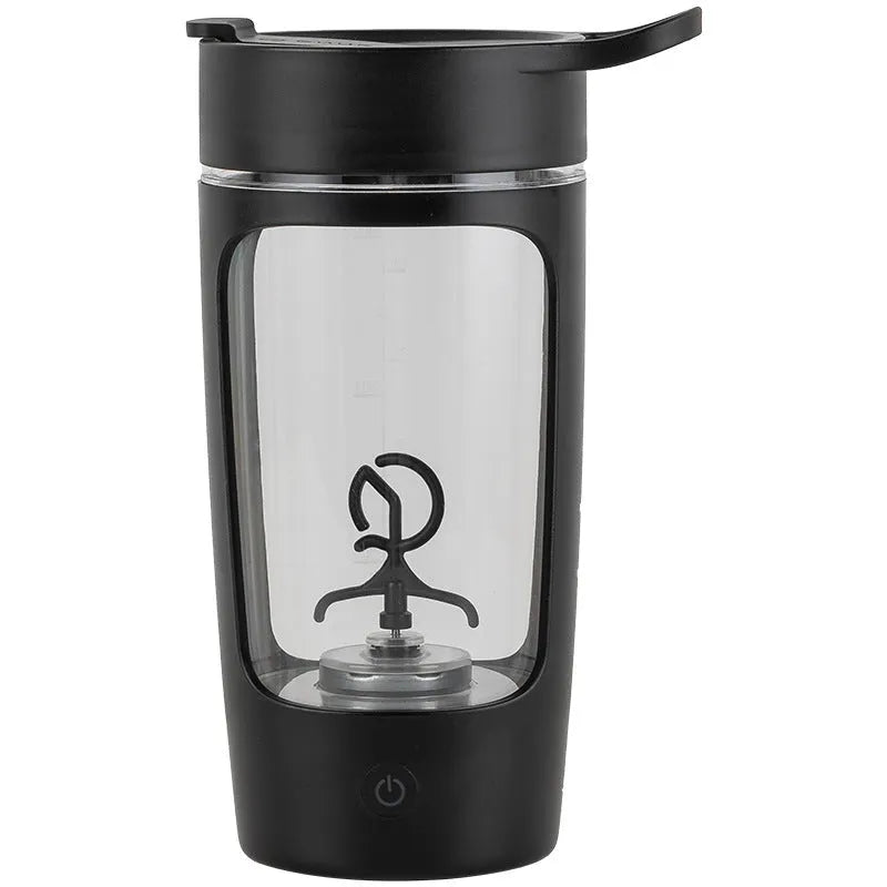 Portable automatic blender cup in black, blue, pink, or white showing 650ml capacity.