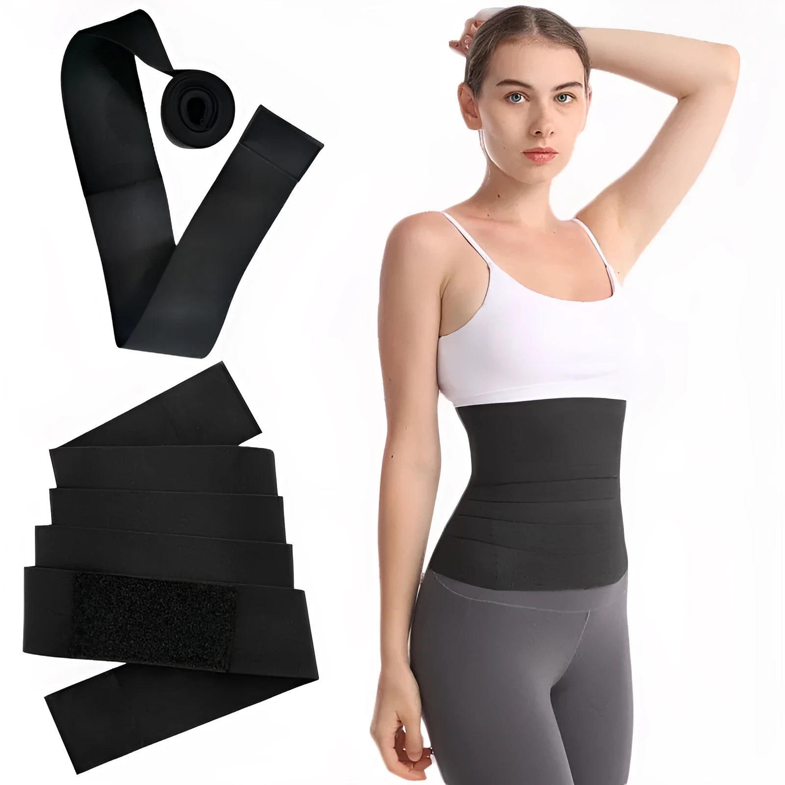 Low-stretch latex silk waist trainer belt in various lengths for women's torso support.