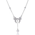 S925 silver adjustable clavicle chain with butterfly heart pendant on 40-45cm O-ring chain