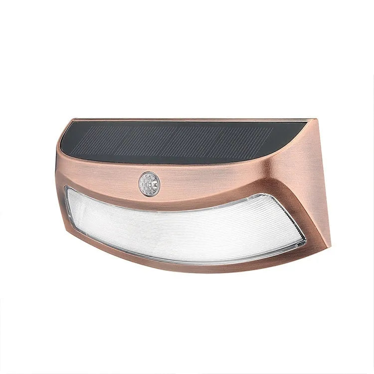 Solar outdoor wall lamp with smiling face design measuring 153x76x38mm for garden lighting