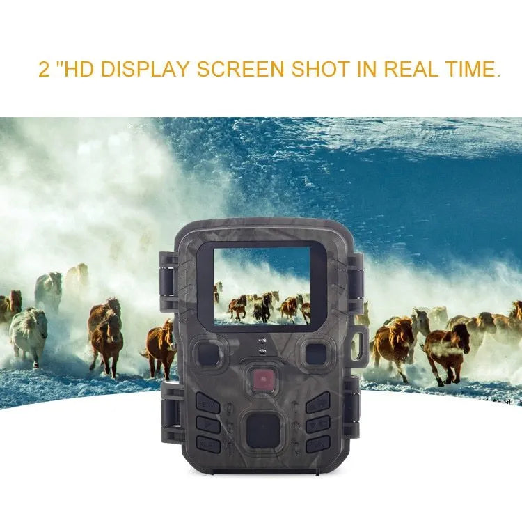Black plastic infrared night vision monitoring device with 12-megapixel sensor and TF card slot