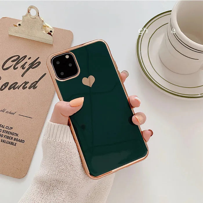 Luxury Plating Love TPU iPhone case in claret colour showing slim profile and precise port cutouts