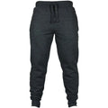 Men's solid colour fleece casual pants with drawstring waist, loose fit, and full-length design in black, grey, or navy