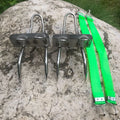 Pair of 304 stainless steel tree climbing spikes with sharp claws and two fastening straps
