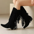 Women's mid-calf suede boots with waterproof platform and chunky heel in beige colour